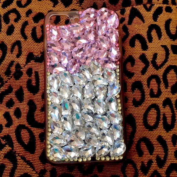 Pink &White Crystals covered iPhone Cover 6” Long - Picture 5 of 9